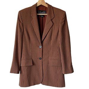 Vintage Laurèl Lined Wool Long Line Blazer Warm Rusty Browns Dark Academia Sz Sm